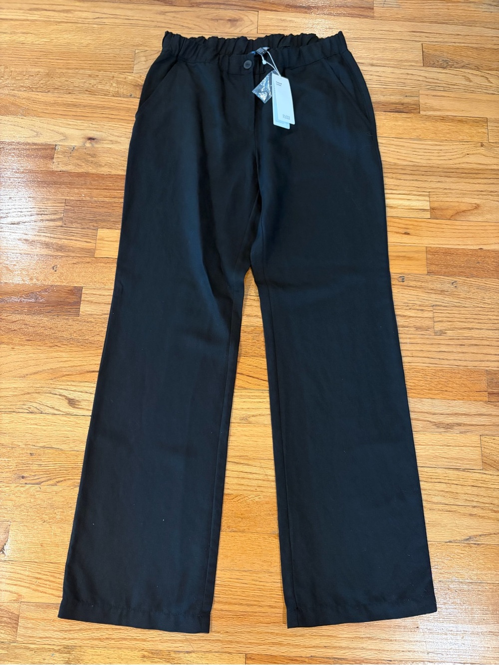 Eileen Fisher Black Elastic-Waist Straight-Leg pant size 8